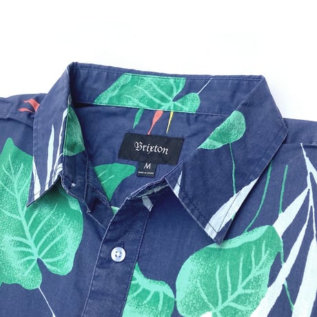 Brixton s/s shirts charter print s/s wvn PATRIOT.BLUE ブリクストン 半袖 シャツ