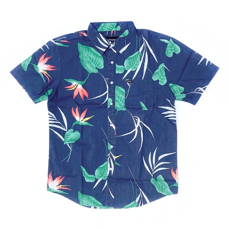 Brixton s/s shirts charter print s/s wvn PATRIOT.BLUE ブリクストン 半袖 シャツ