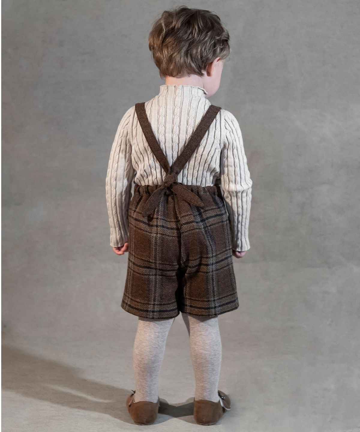 Popelin - Mod.7.2 Brown plaid wollen dungarees
