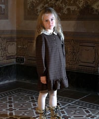 Popelin - Mod.41.3 Brown short dress with embroidered baby collar
