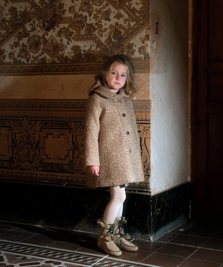 Popelin - Mod.61.3 Camel faux fur coat with yoke