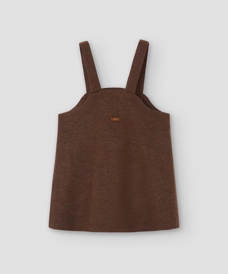 Popelin - Mod.45.1 Brown wool short dress with contrasting bib