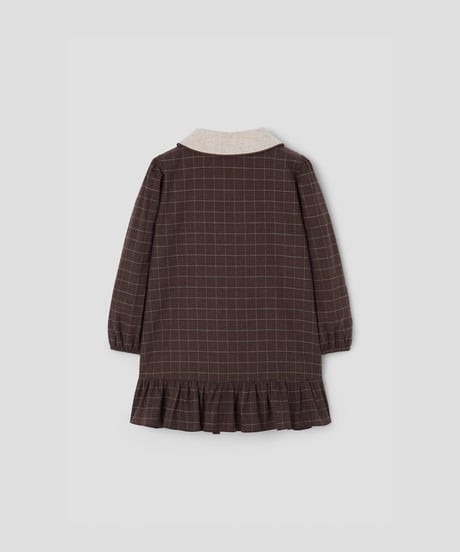 Popelin - Mod.41.3 Brown short dress with embroidered baby collar