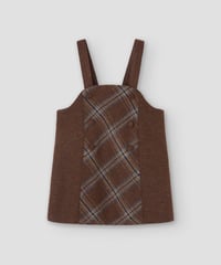 Popelin - Mod.45.1 Brown wool short dress with contrasting bib