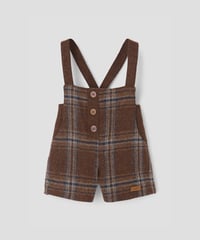 Popelin - Mod.7.2 Brown plaid wollen dungarees with crossover straps and pockets