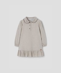 Popelin - Mod.41.1 Sand short dress with embroidered baby collar