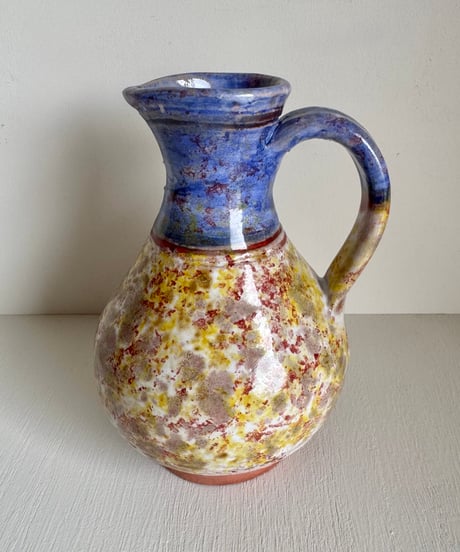 Purple & Yellow Pottery Pitcher