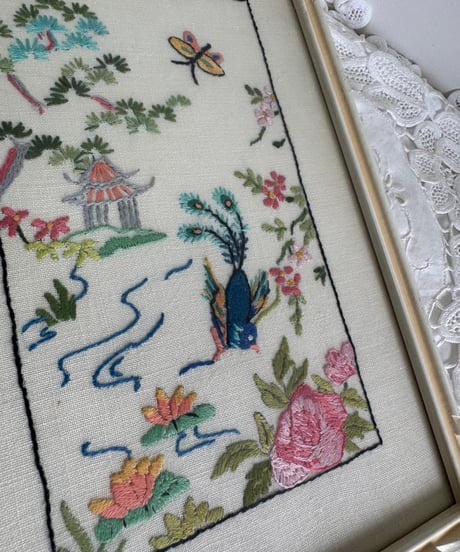Framed Oriental Embroidery Art/A