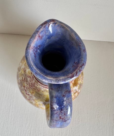 Purple & Yellow Pottery Pitcher