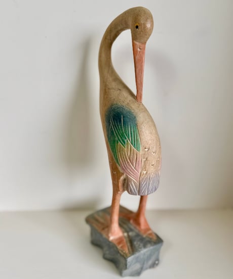 Hand-Carved Wooden Heron