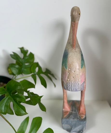 Hand-Carved Wooden Heron