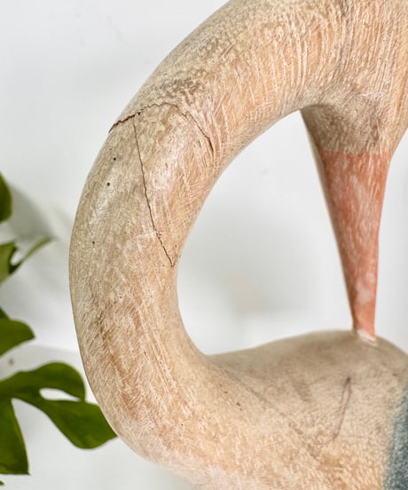 Hand-Carved Wooden Heron