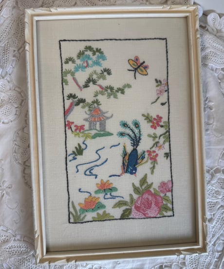 Framed Oriental Embroidery Art/A