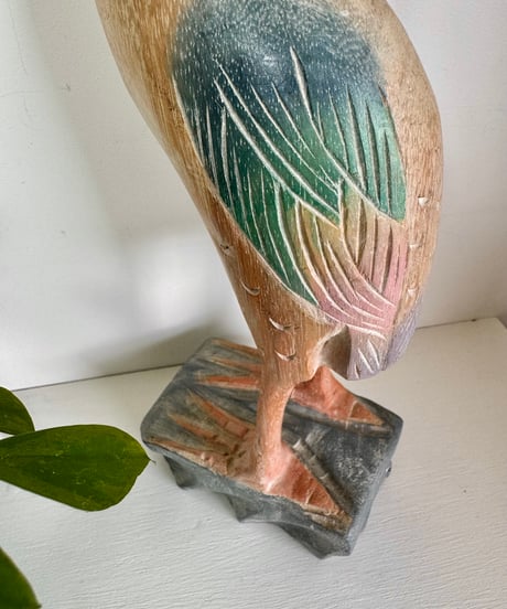 Hand-Carved Wooden Heron