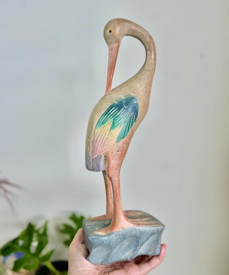 Hand-Carved Wooden Heron