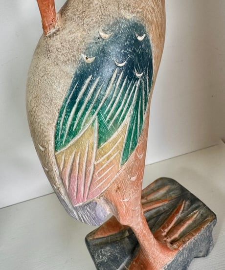 Hand-Carved Wooden Heron