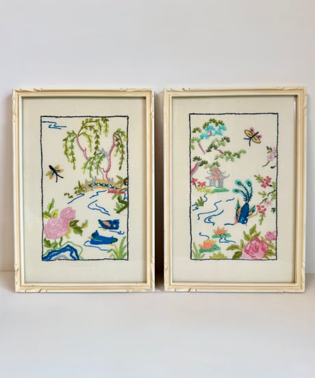 Framed Oriental Embroidery Art/B