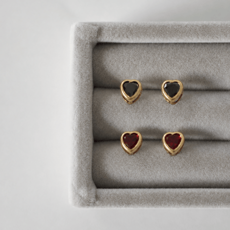 heart pierce (black zirconia/garnet)