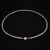 gray pearl necklace (silver/gold)