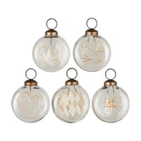 【Ib Laursen】クリスマスオーナメント　クリアフラットガラス・ゴールド彫　5個入りセット