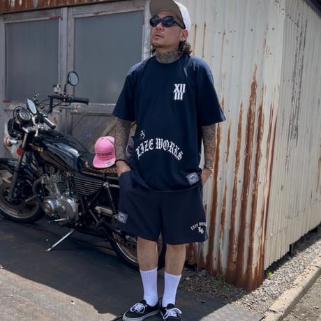 LxC GANG SWEAT HARF PANTS (NAVY)
