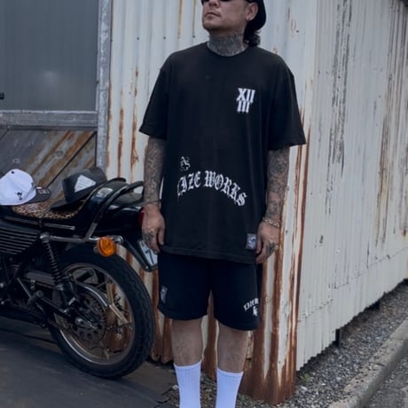 LxC GANG SWEAT HARF PANTS (BLACK)