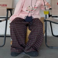 brick check wide pants