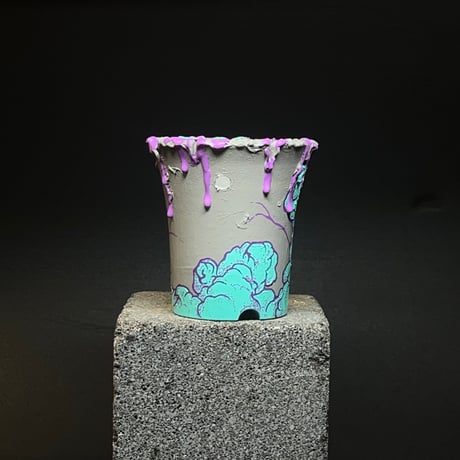 explosion  pot -turquoise gray