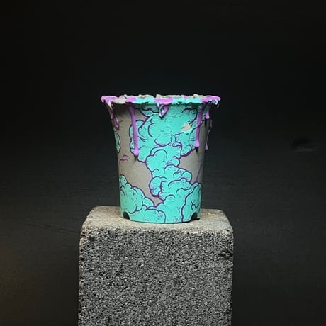 explosion  pot -turquoise gray