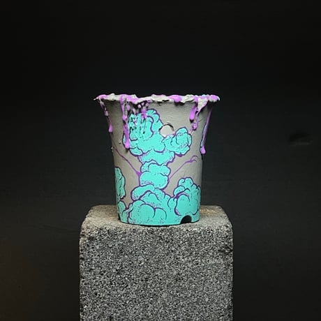 explosion  pot -turquoise gray