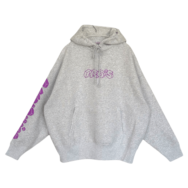 立体3Dロゴパーカー アッシュ×FLUORESCENT VIOLETロゴ | AROIDER'