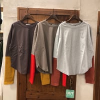 【155-103M】綿天竺×異素材袖切替えロンTEE