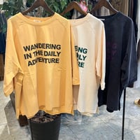 【155-102T】前ロゴ後ろ転写プリントピグメント7分袖Tee