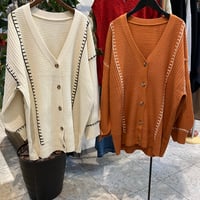 【227-102S】ブランケットステッチVネックロングCD