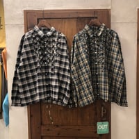 【171-103M】綿チェックフリルシャツ