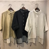 【142】【ﾌｸ】※Cottonlinenﾄﾞｯﾄ柄ﾜｲﾄﾞｼｬﾂ