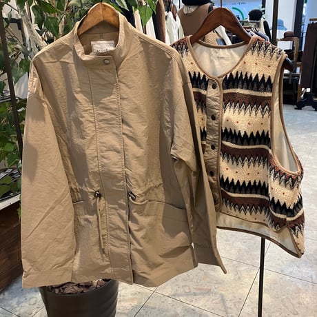 【160-102H】ナイロンワッシャー×柄スリーブボアマルチWAYモッズコート