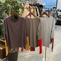 【155-102N】綿天竺×異素材袖切替えロンTEE