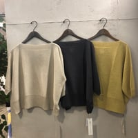 【136】ヘンプコットン×1/16和紙ニットワイドVラインニット
