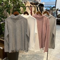 【155-102N】シアーボーダーぬじれクシュクシュタートルネックPO長袖