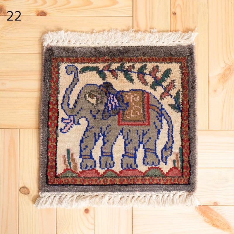 手織り絨毯 インド シルク 30x30cm 19～22 | インド雑貨のお店