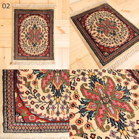 手織り絨毯 インド シルク 45x60cm 全2種類