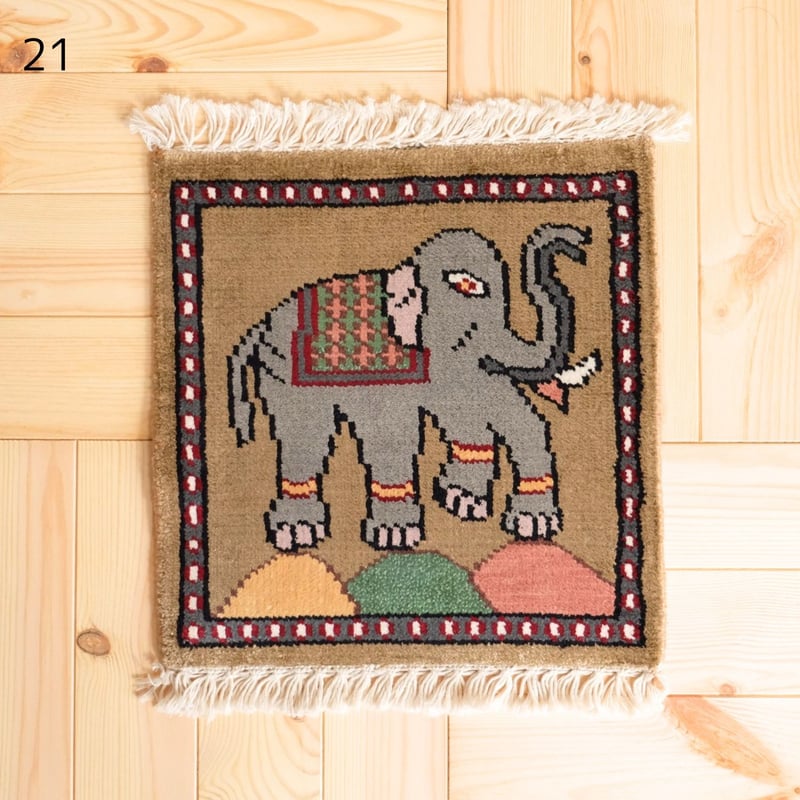 手織り絨毯 インド シルク 30x30cm 19～22 | インド雑貨のお店