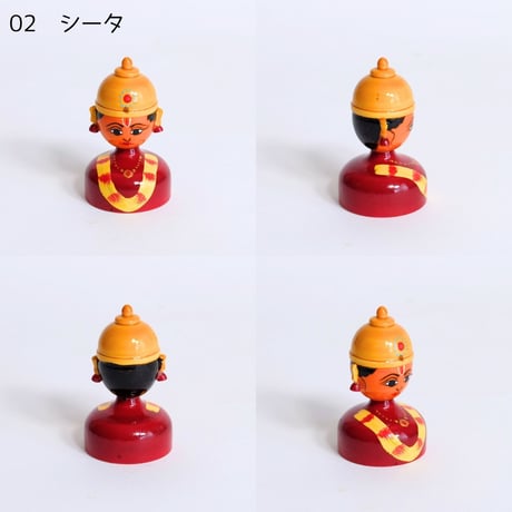 エティコッパカの木製おもちゃ　インドの神様　半身像　RAMA HALF
