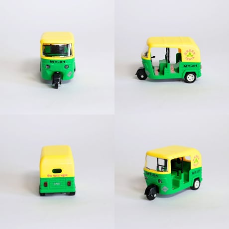 オートリキシャ おもちゃ ミニカー グリーン×イエロー