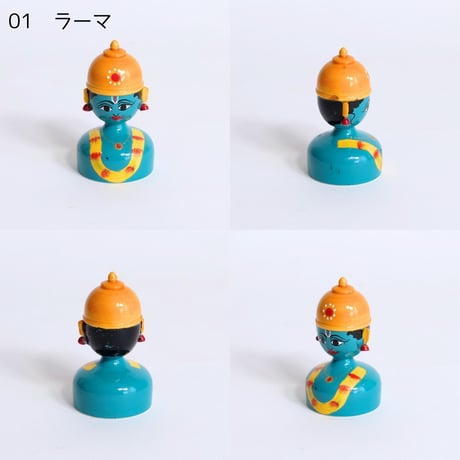 エティコッパカの木製おもちゃ　インドの神様　半身像　RAMA HALF