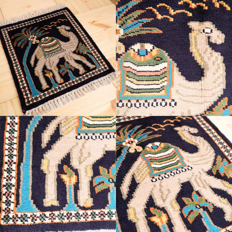 手織り絨毯 インド シルク 40x45cm ラクダ