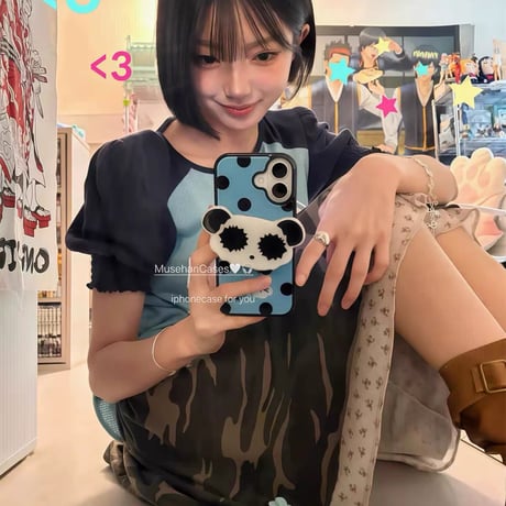 パンダ🐼レトロドットiPhoneケース