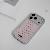 ミニドットピンクシルバーフレームiPhoneケース
