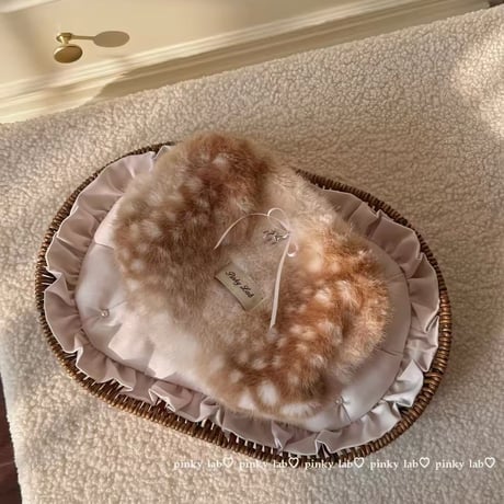 バンビ柄ふわふわポーチ